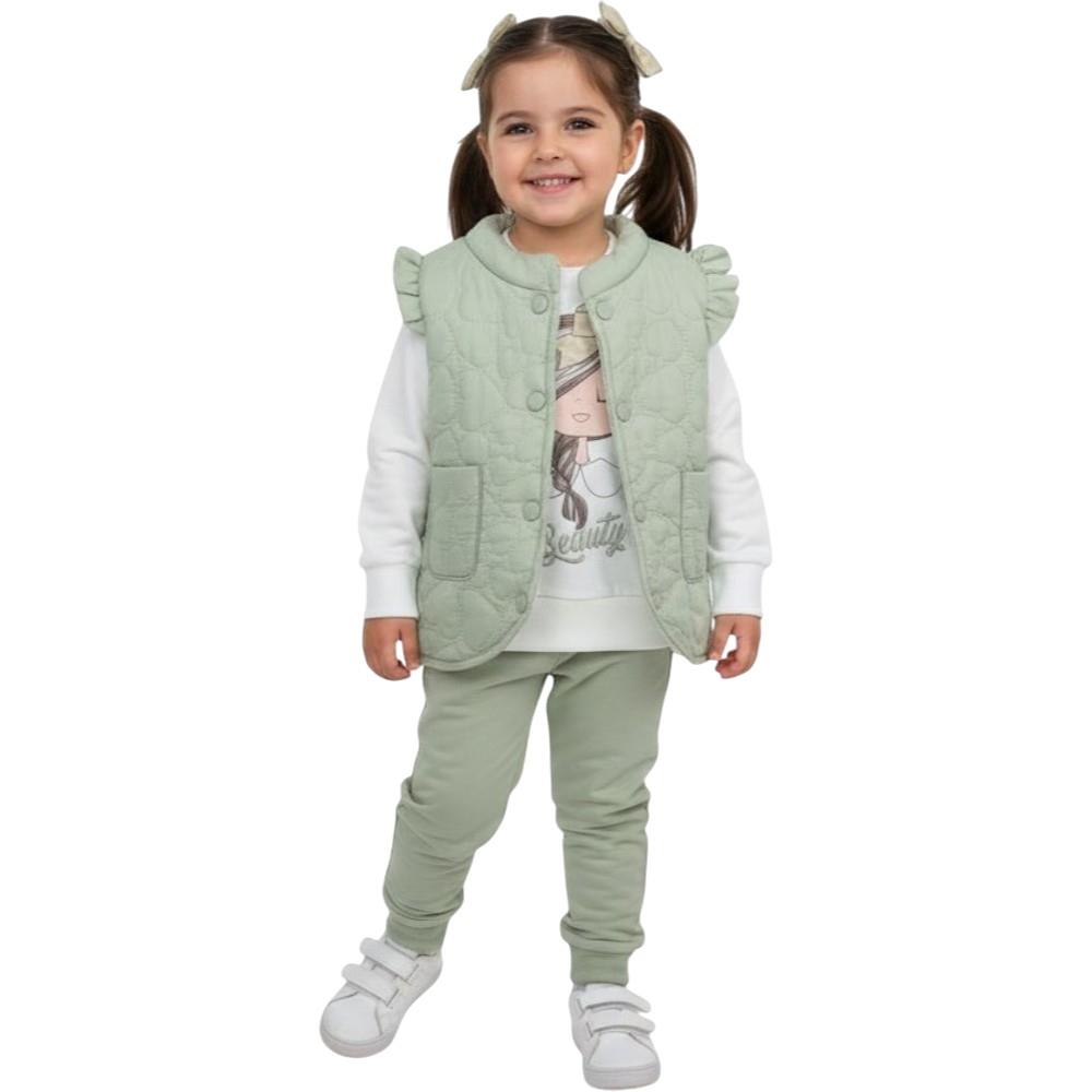 1197 оптом детские демисезонные костюмы-тройки с жилетом для девочек на 2/5 лет