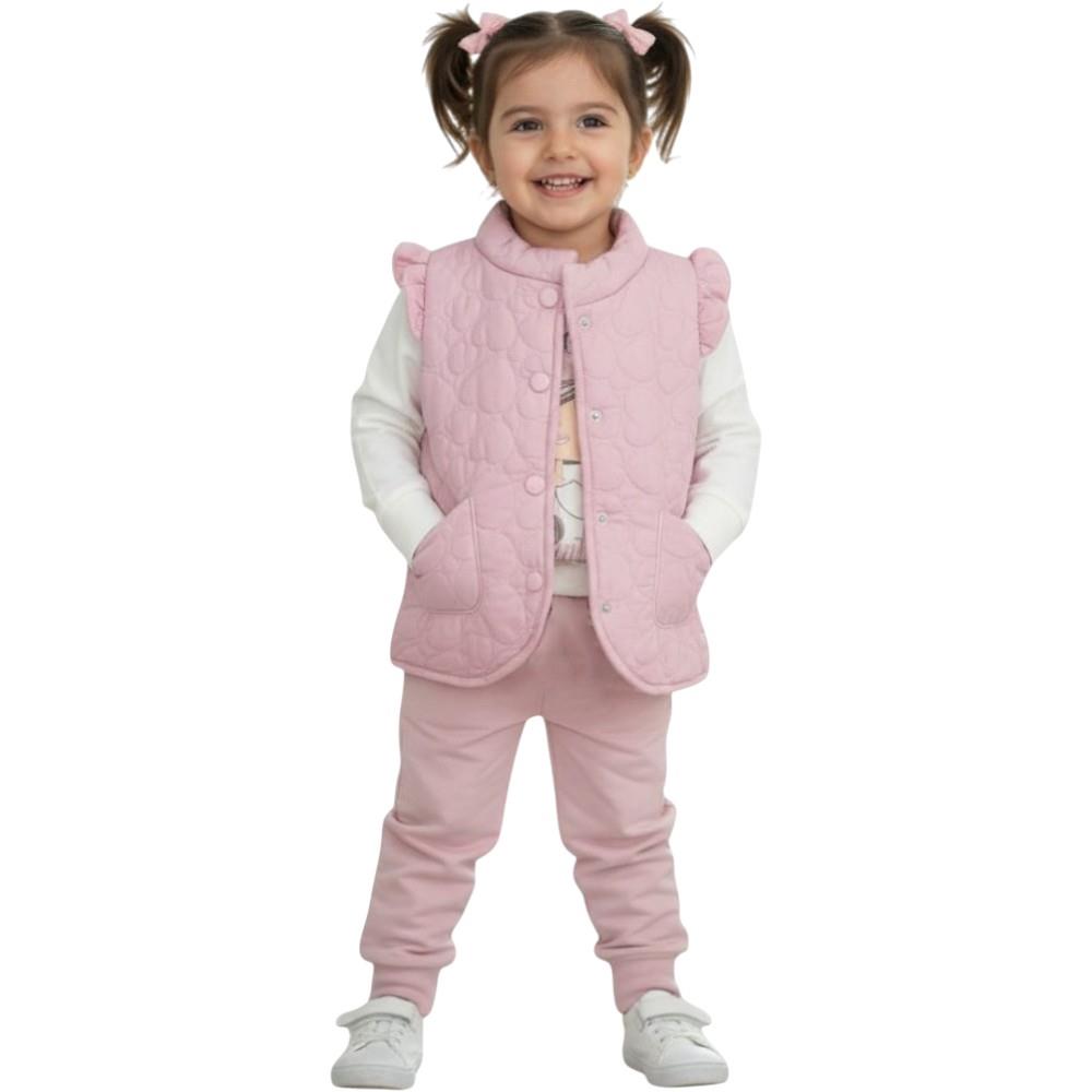1197 оптом детские демисезонные костюмы-тройки с жилетом для девочек на 2/5 лет