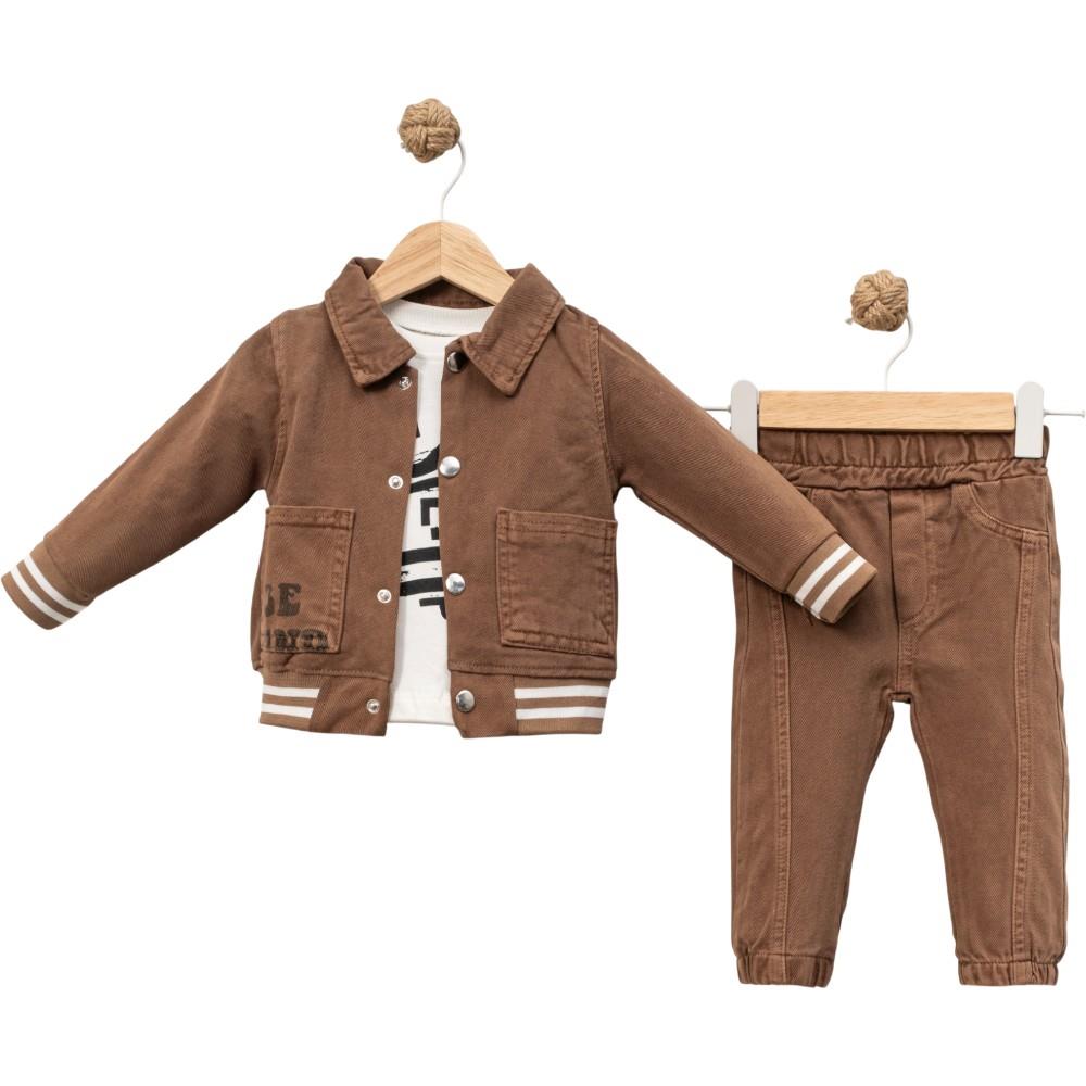 1220 toptan 9/24 aylık bebekler için mevsimlik üç parçalı çocuk takımları