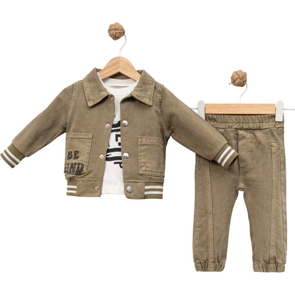 1220 toptan 9/24 aylık bebekler için mevsimlik üç parçalı çocuk takımları