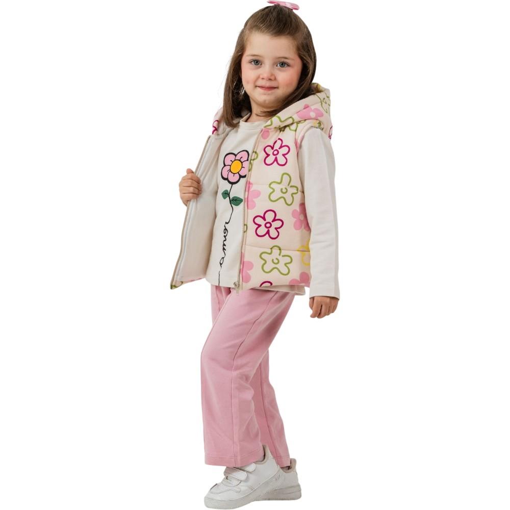 10005 wholesale children's demi-season three-piece suits with a vest for girls aged 3-4-5-6 years