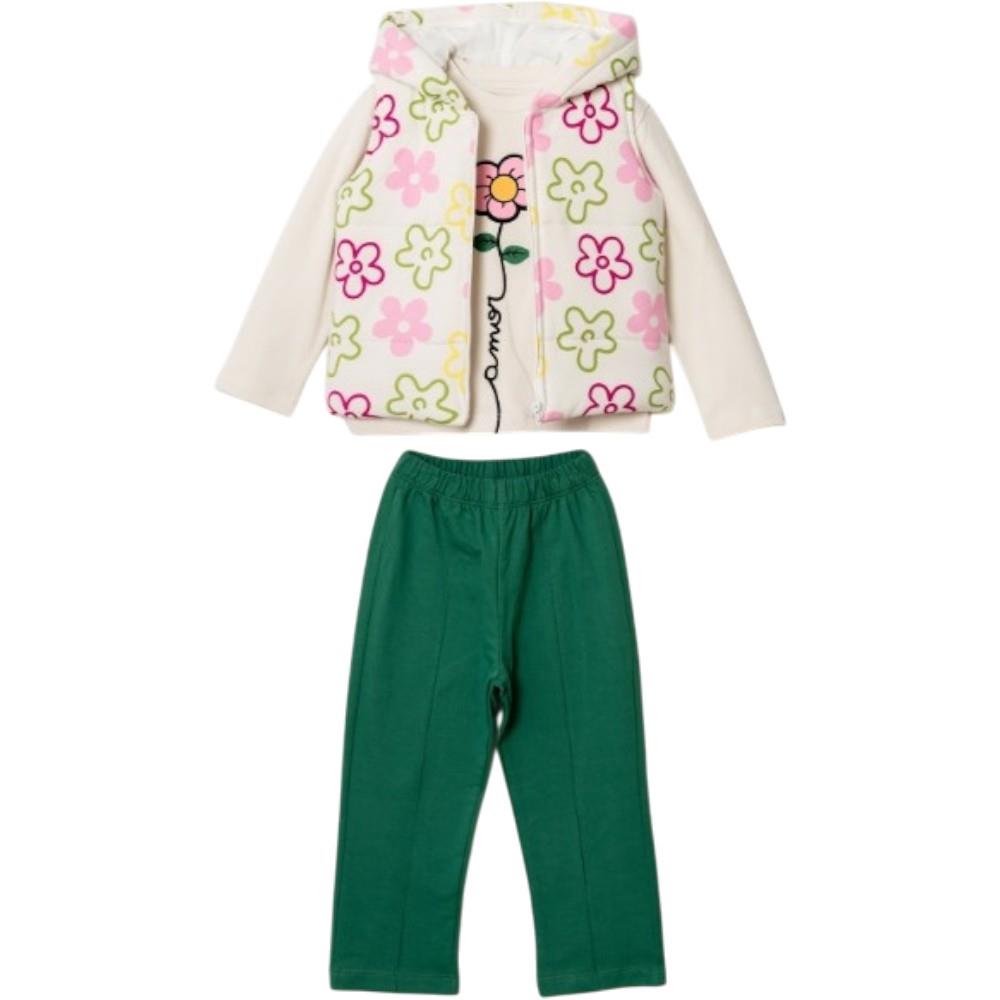 10005 оптом детские демисезонные костюмы тройки с жилетом для девочек на 3-4-5-6 лет