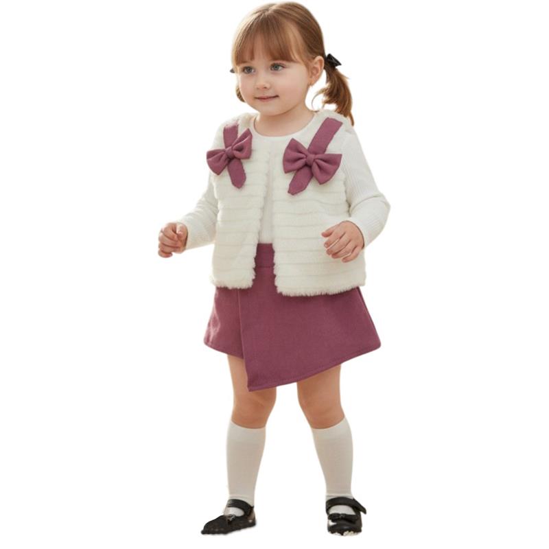 4158 toptan 2/5 yaş kız çocukları için yelekli mevsimlik takım elbise