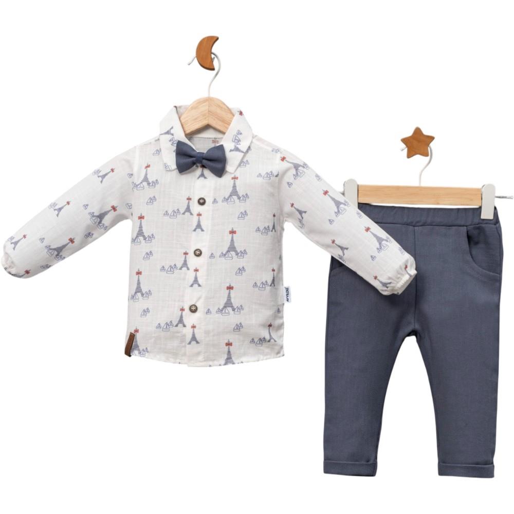 2344 оптом демисезонные комплекты из двух предметов, рубашка и брюки для мальчиков на 9-12-18 месяцев