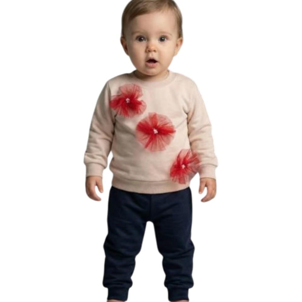 5014 toptan 9/24 aylık bebekler için mevsimlik iki parçalı takım elbise