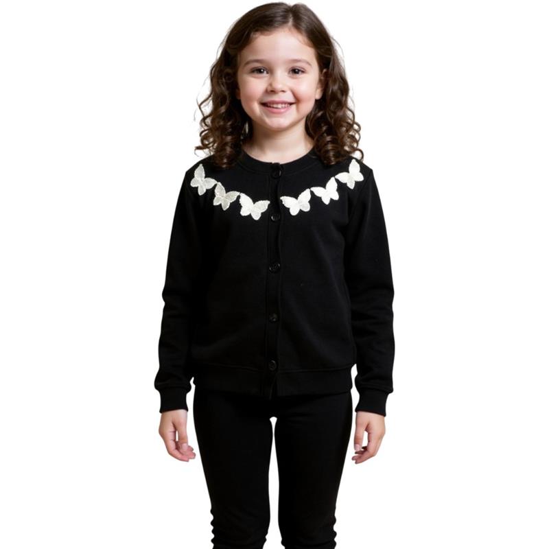 60900 toptan 5/12 yaş kız çocukları için kelebek nakışlı mevsimlik triko hırkalar