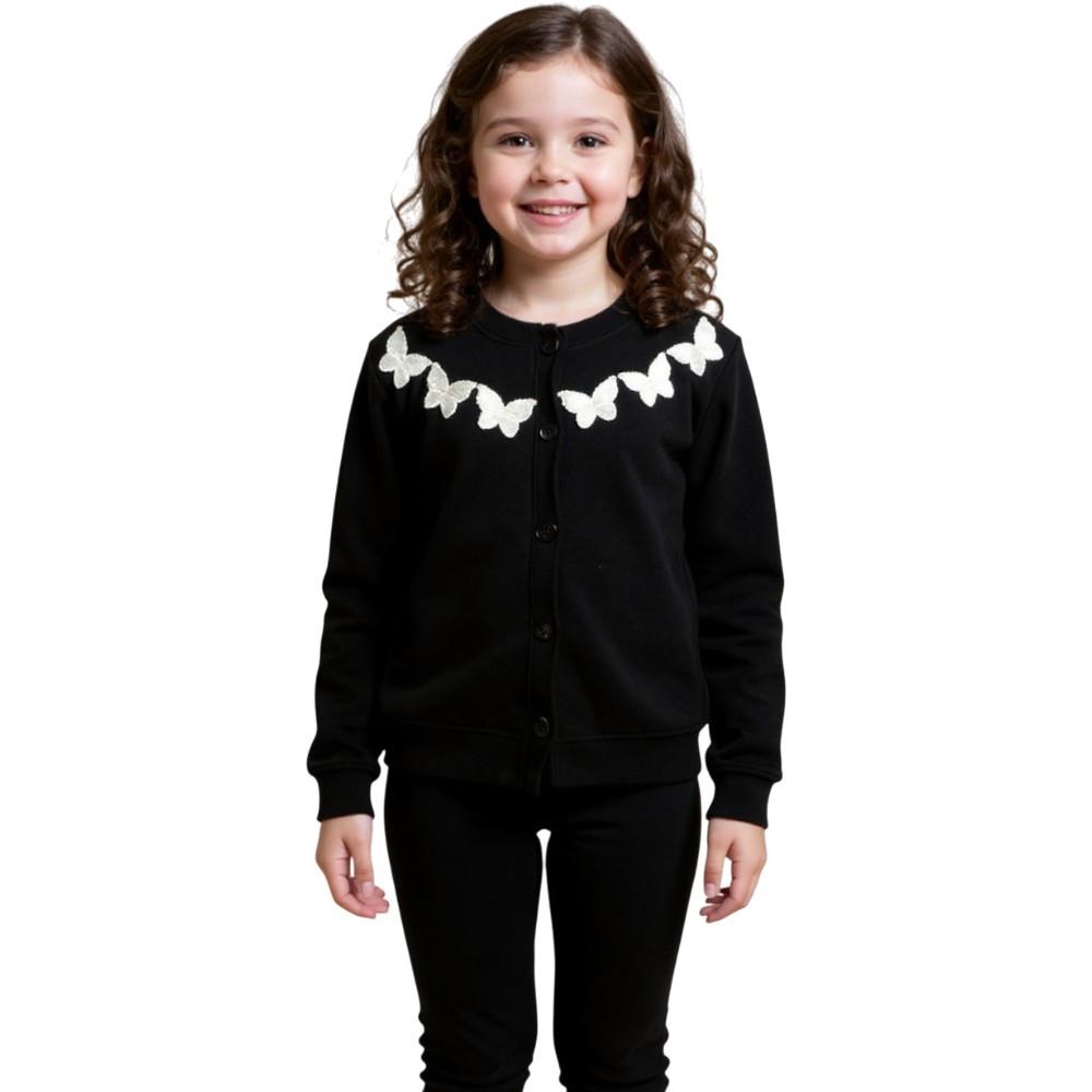 60900 toptan 5/12 yaş kız çocukları için kelebek nakışlı mevsimlik triko hırkalar