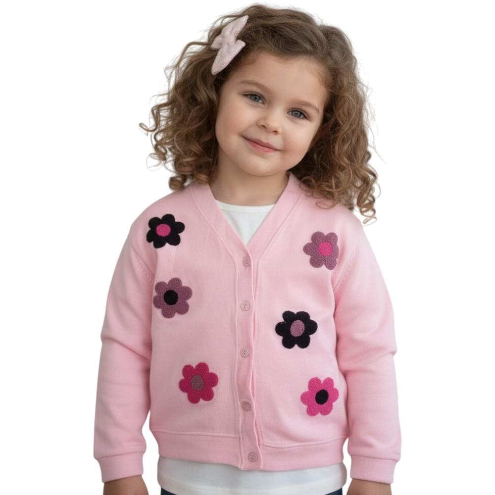 60910 toptan 5/12 yaş kız çocukları için çiçek nakışlı mevsimlik triko hırkalar