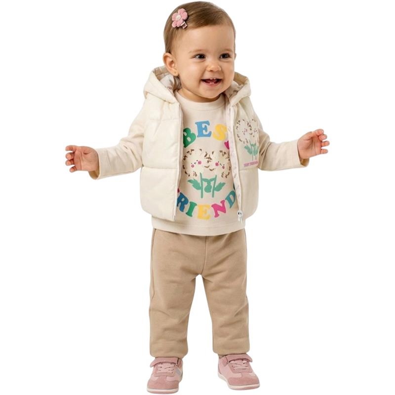 12006 wholesale children's demi-season three-piece suits with a vest for girls aged 9-12-18-24 months