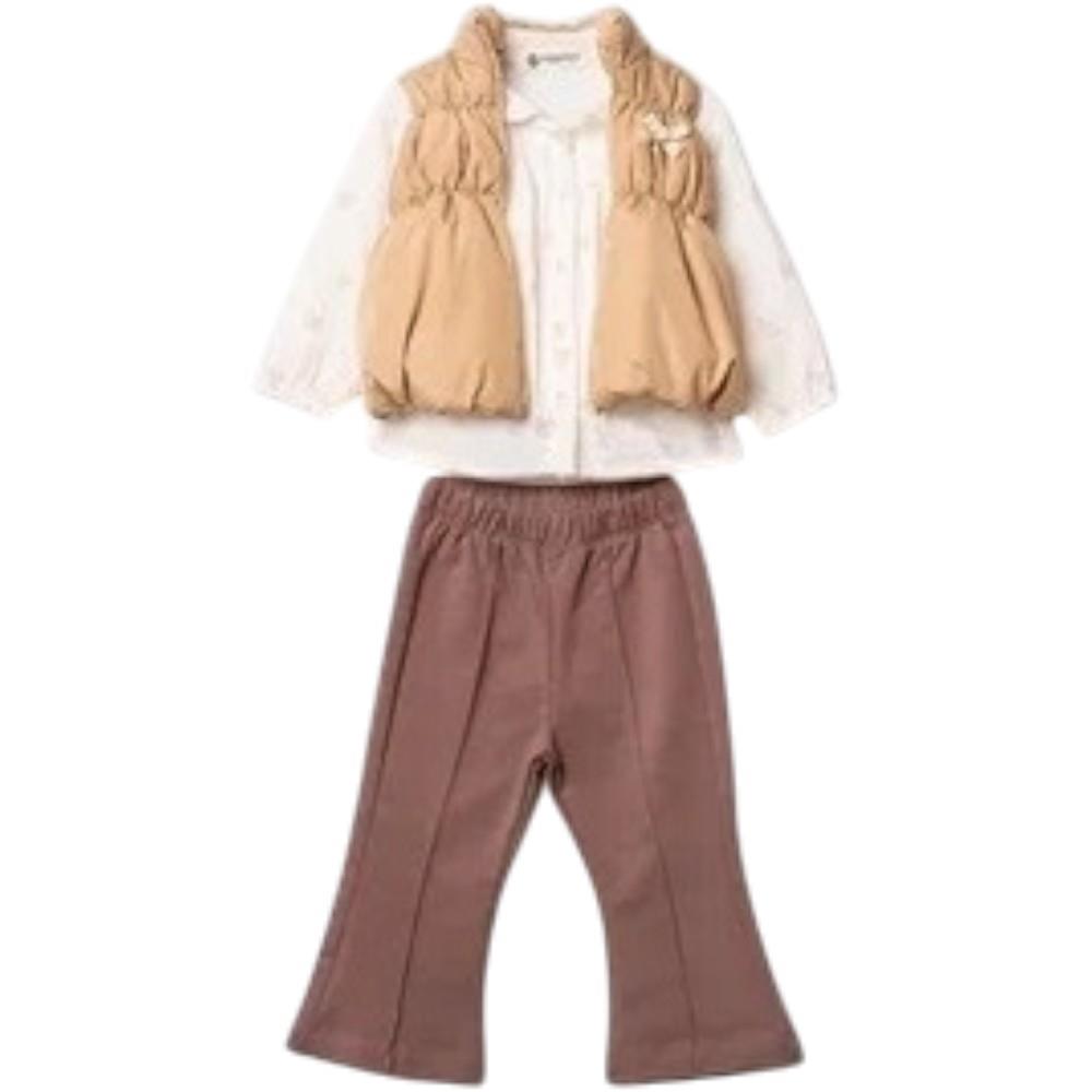 7064 оптом детские демисезонные костюмы тройки с жилетом для девочек на 1-2-3-4 лет