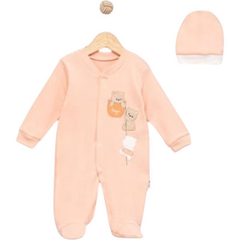 1364 wholesale children's demi-season overalls with a hat for infants 3-6-9 months
