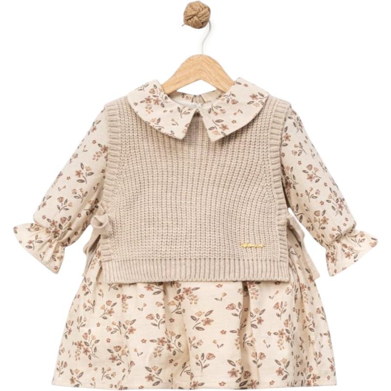 6004 оптом детские демисезонные платья с вязаной накидкой для девочек на 2/5 лет