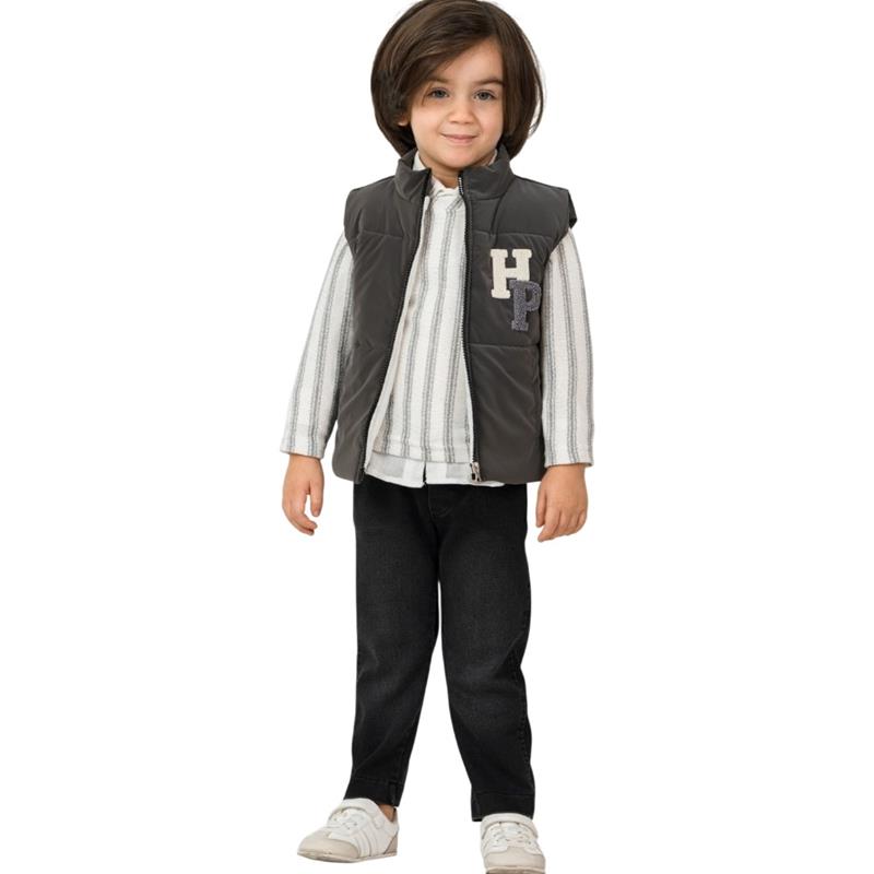 7061 toptan 2-5 yaş arası erkek çocuklar için yelekli mevsimlik üç parçalı takım elbise .