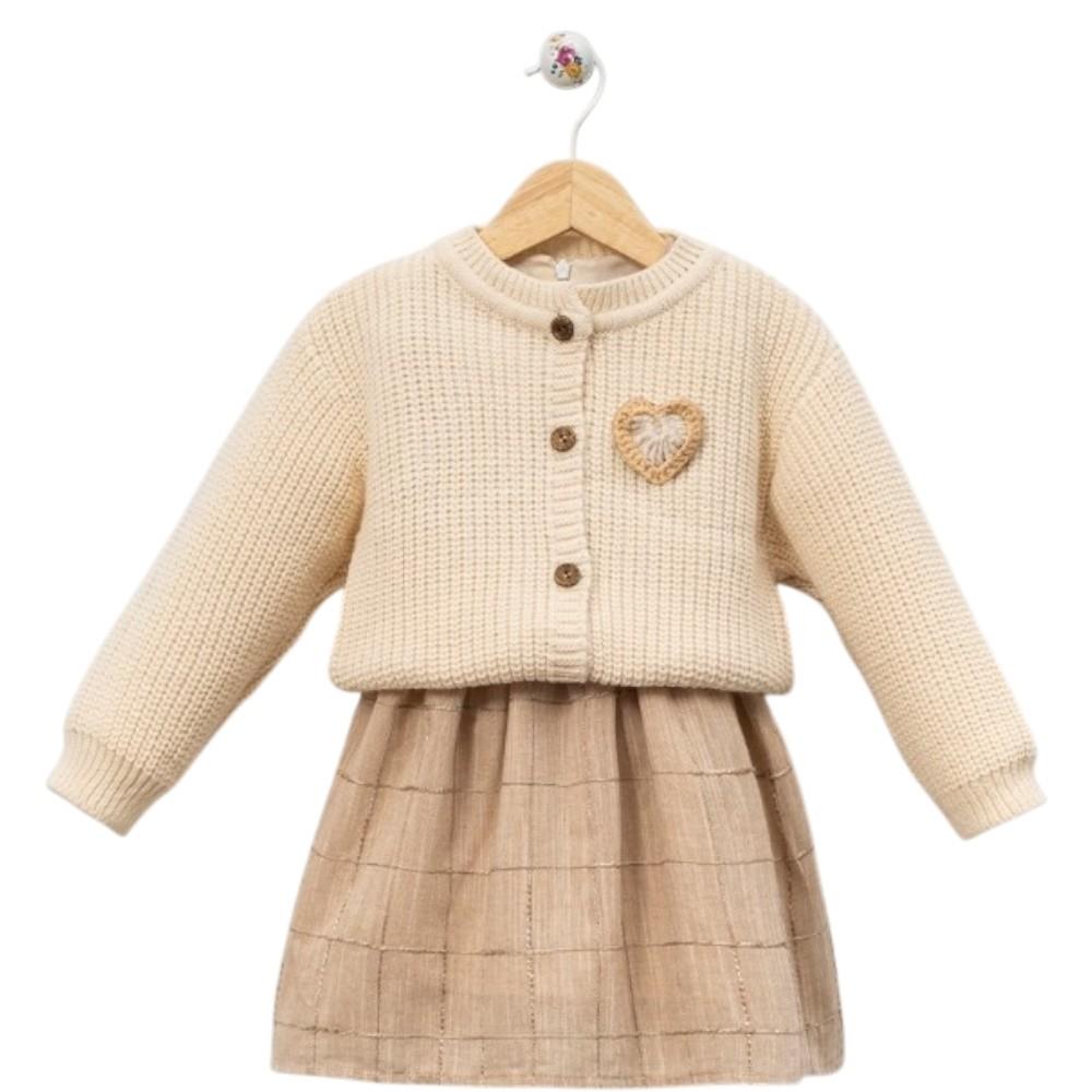 6018 оптом детские демисезонные платья с вязаной кофтой для девочек в возрасте 2-5 лет