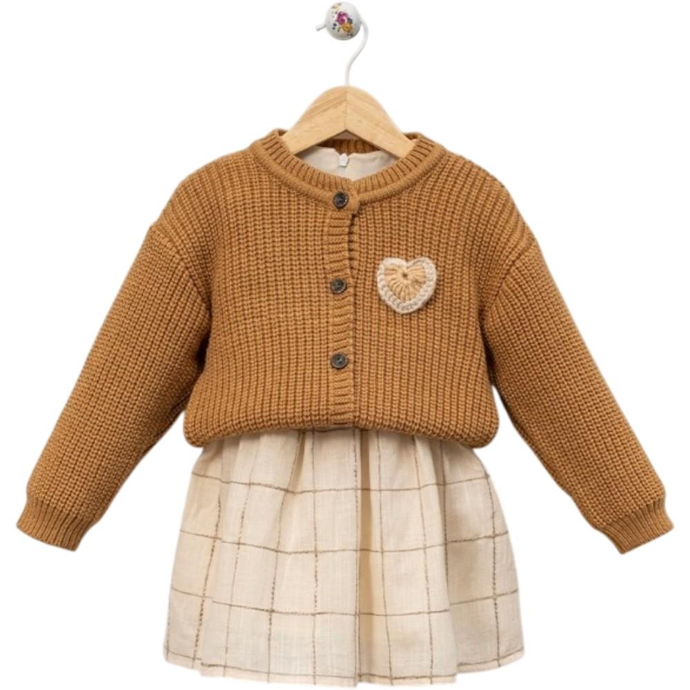 6018 оптом детские демисезонные платья с вязаной кофтой для девочек в возрасте 2-5 лет