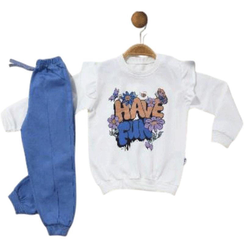 671 toptan 6-24 aylık kız çocuklar için mevsimlik iki parçalı takım elbise