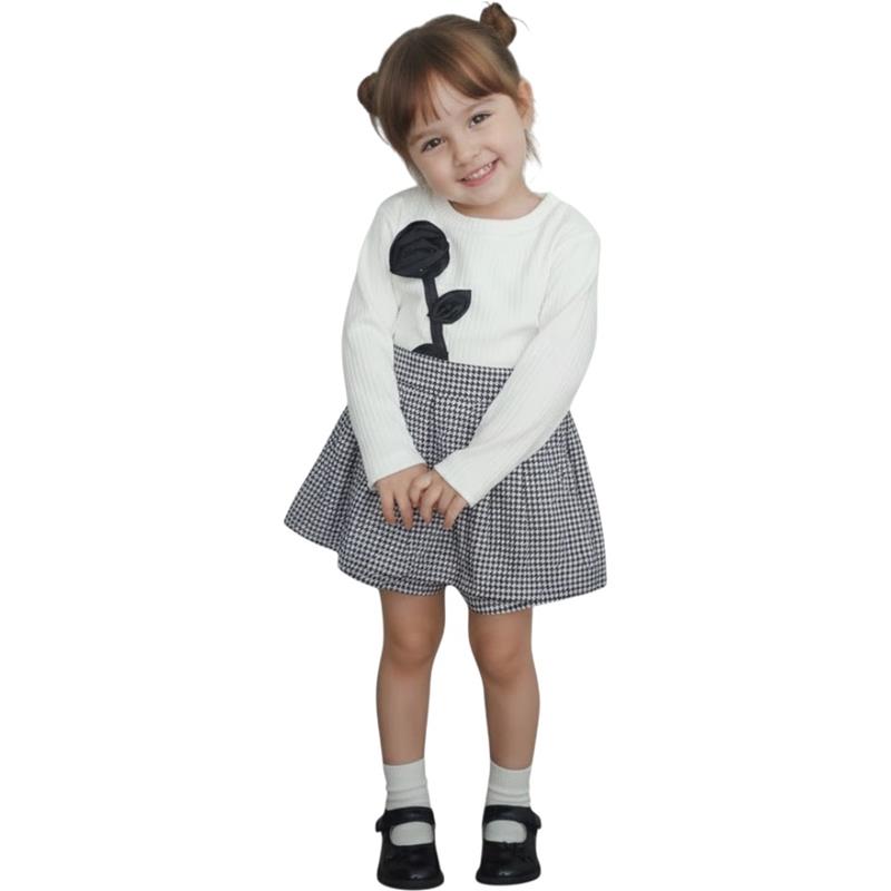 749 wholesale children's demi-season two-piece suits, sweaters with skirt-shorts for girls 2-5 years 