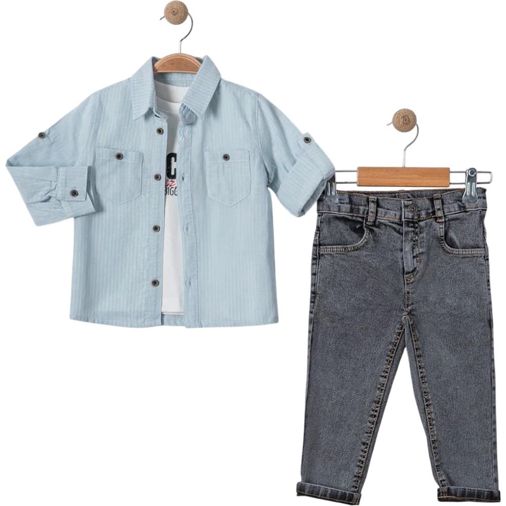 6098 wholesale children's demi-season three-piece suits with denim trousers for boys 2-5 years