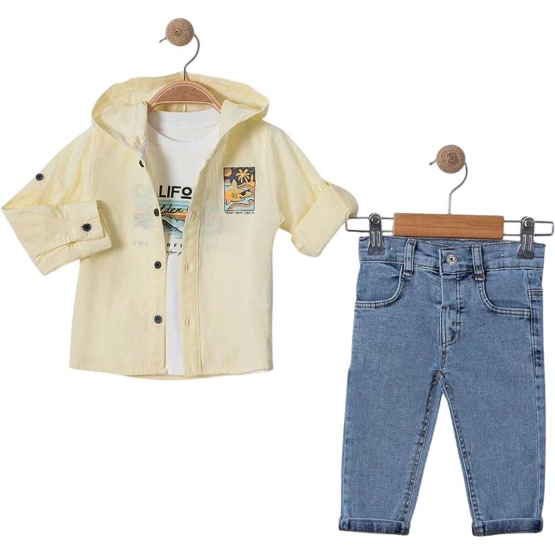 6102 wholesale children's demi-season three-piece suits with denim trousers for boys 2-5 years 