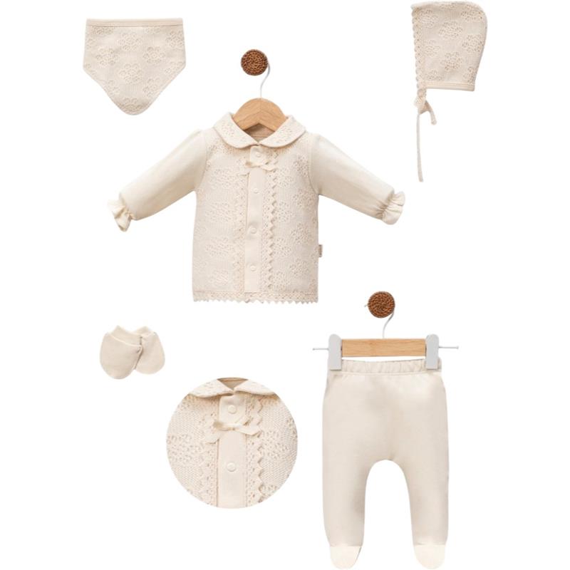 2087 toptan 3-6 aylık bebekler için 5 parçadan oluşan bebek zıbın seti