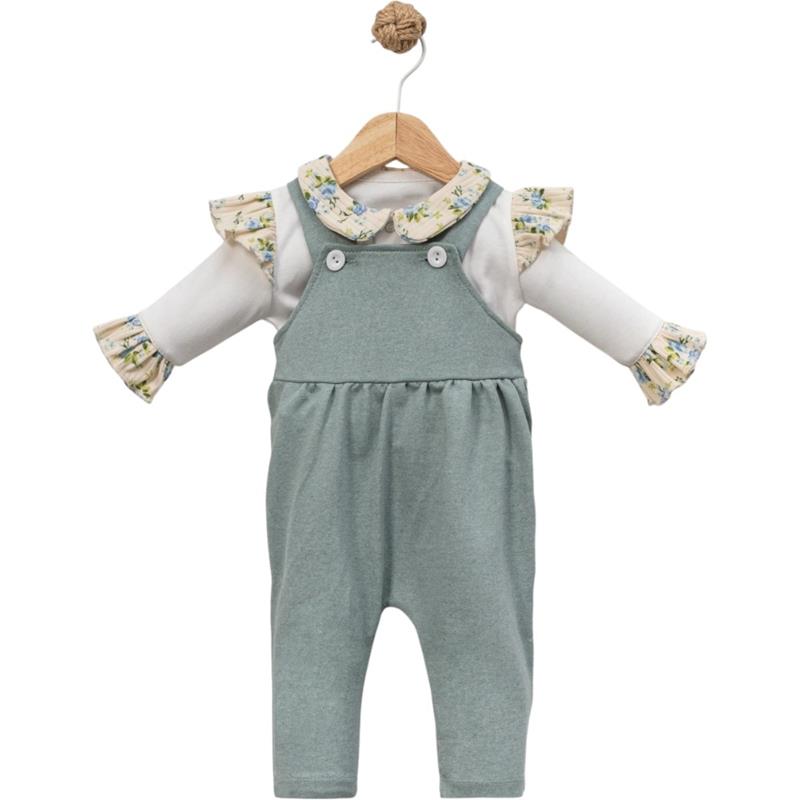 8048 toptan 6/18 aylık kız bebekler için salopet takımı