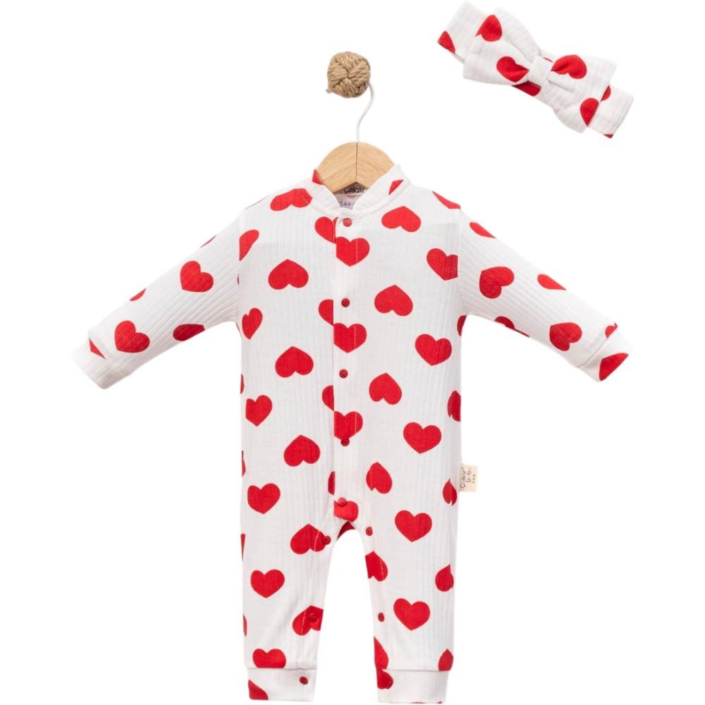 8041 Wholesale Heart Print Jumpsuit for Girls 6-18 Months