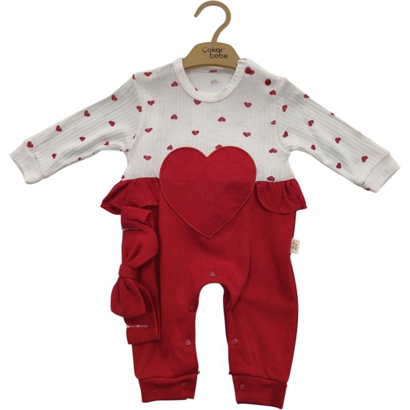 8012 wholesale children's demi-season overalls with hearts for girls 6/18 months