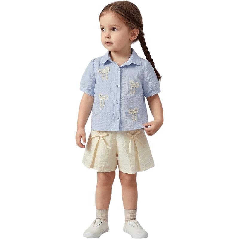 26427 toptan 2-5 yaş arası kız çocuklar için üç parçalı yazlık takımları