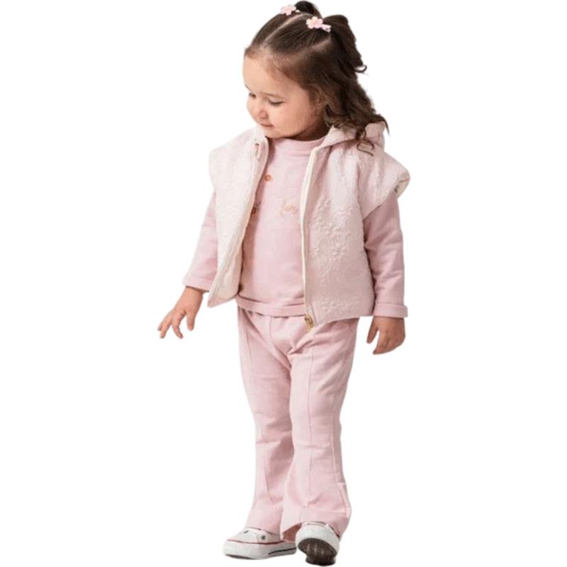 7067 toptan 2-3-4 yaş kız çocuklar için mevsimlik yelekli üçlü takım elbise
