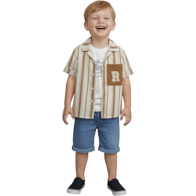 26730 toptan 5-8 yaş erkek çocuklar için toptan yazlık üç parçalı,gömlekler, tişörtler ve kapri takımlar