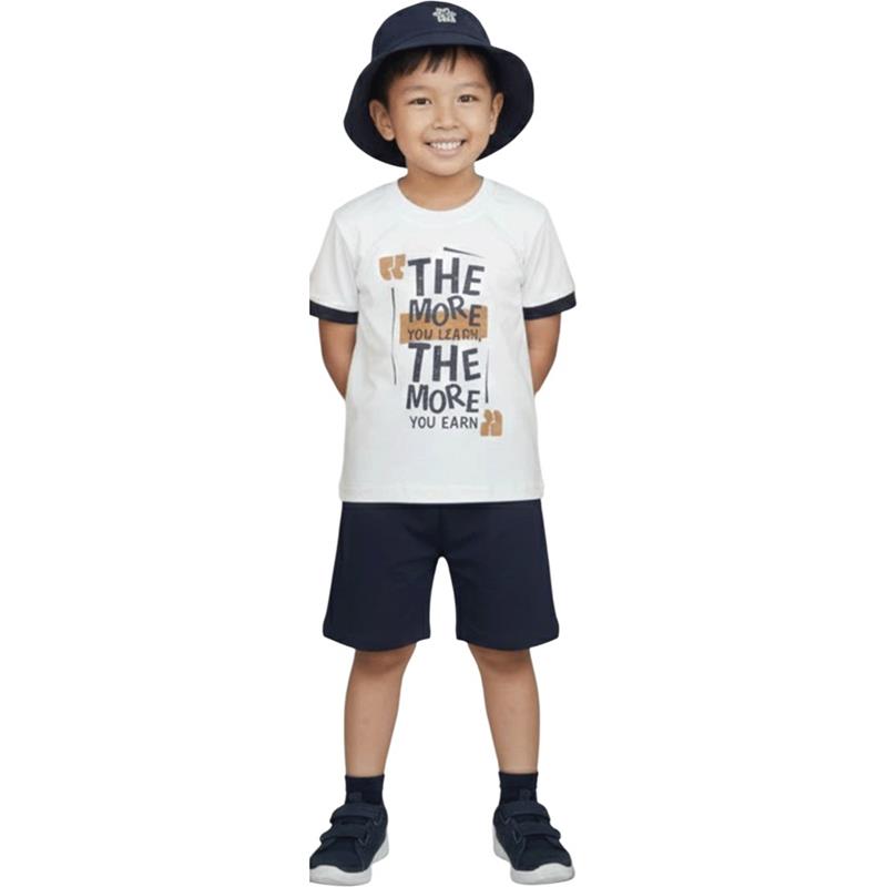 2955 toptan 1-2-3-4 yaş arası erkek çocuklar için yazlık üç parçalı, tişört, şort ve şapka takım