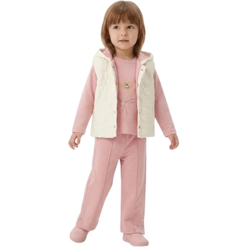 7060 toptan 2-3-4-5 yaş kız çocuklar için mevsimlik yelekli üçlü takım elbise