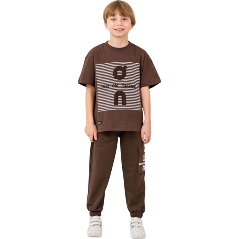 3320 Wholesale Two-Piece Summer Suit Set for Boys Aged 5-8 Years, including Q & N Printed T-shirt and Pants