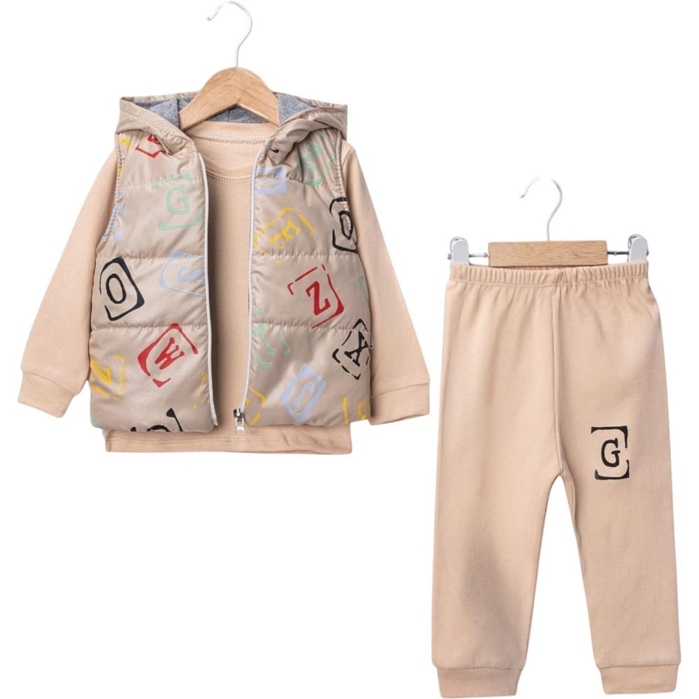 25393 оптом детские демисезонные костюмы тройки с жилетом для мальчиков на 9/24 месяцев