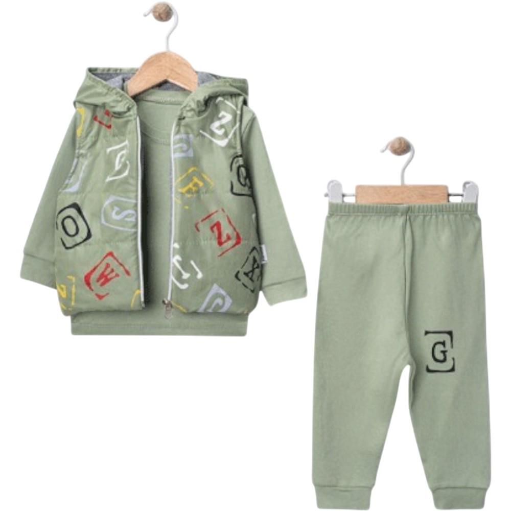 25393 оптом детские демисезонные костюмы тройки с жилетом для мальчиков на 9/24 месяцев
