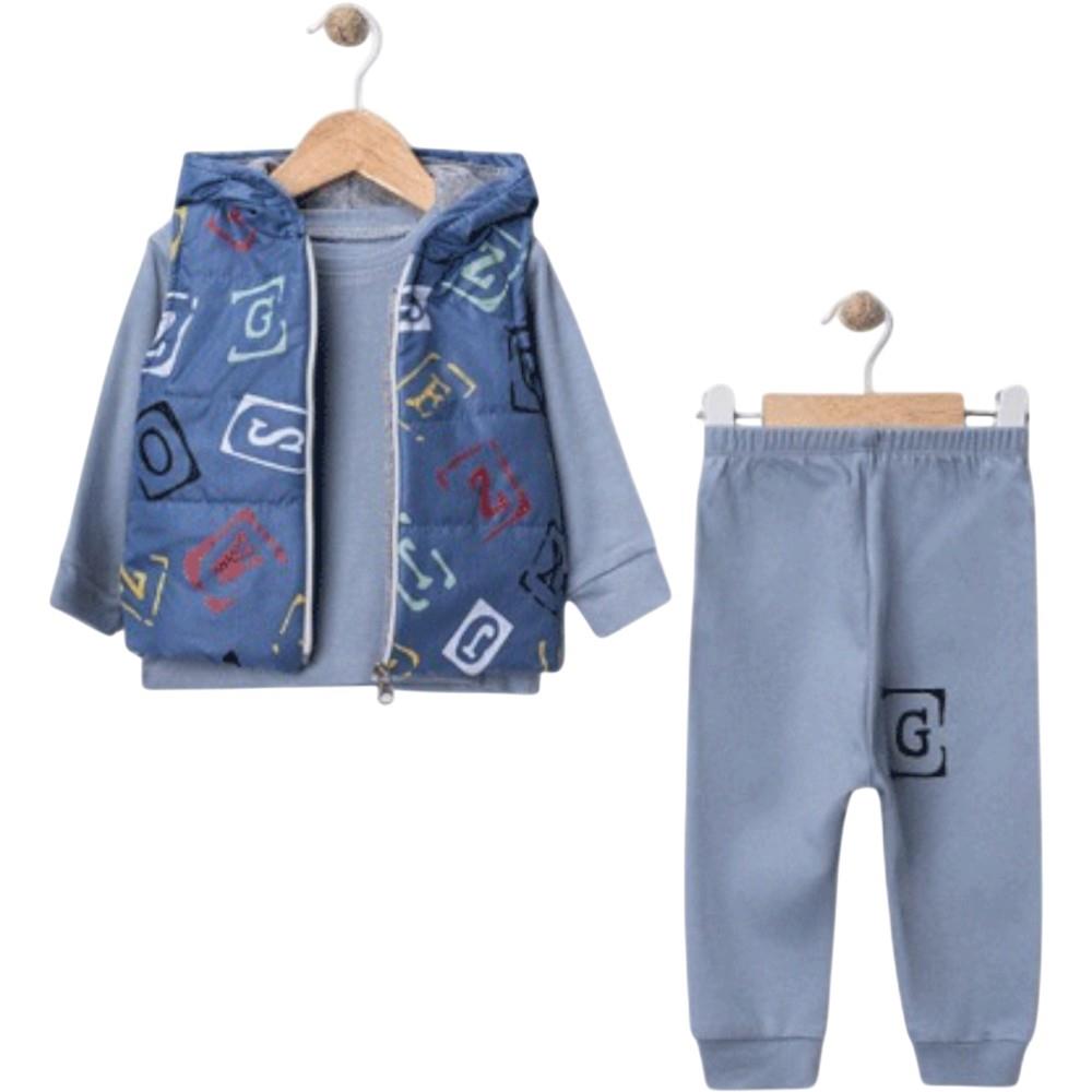 25393 оптом детские демисезонные костюмы тройки с жилетом для мальчиков на 9/24 месяцев