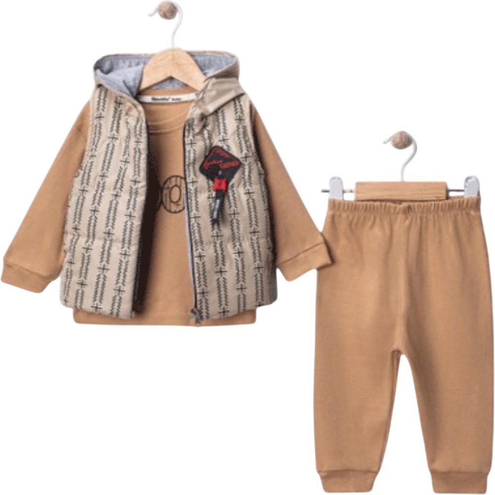 25406 оптом детские демисезонные костюмы тройки с жилетом для мальчиков на 9/24 месяцев