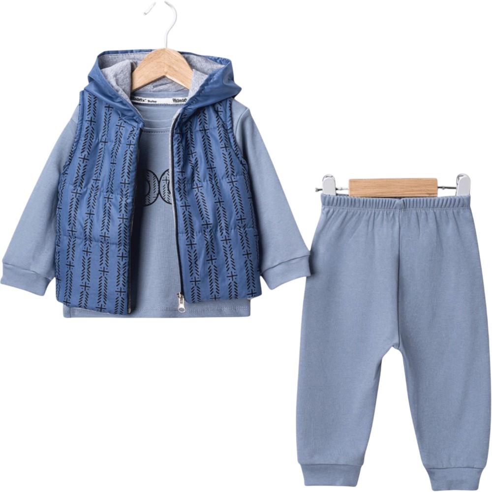 25406 оптом детские демисезонные костюмы тройки с жилетом для мальчиков на 9/24 месяцев