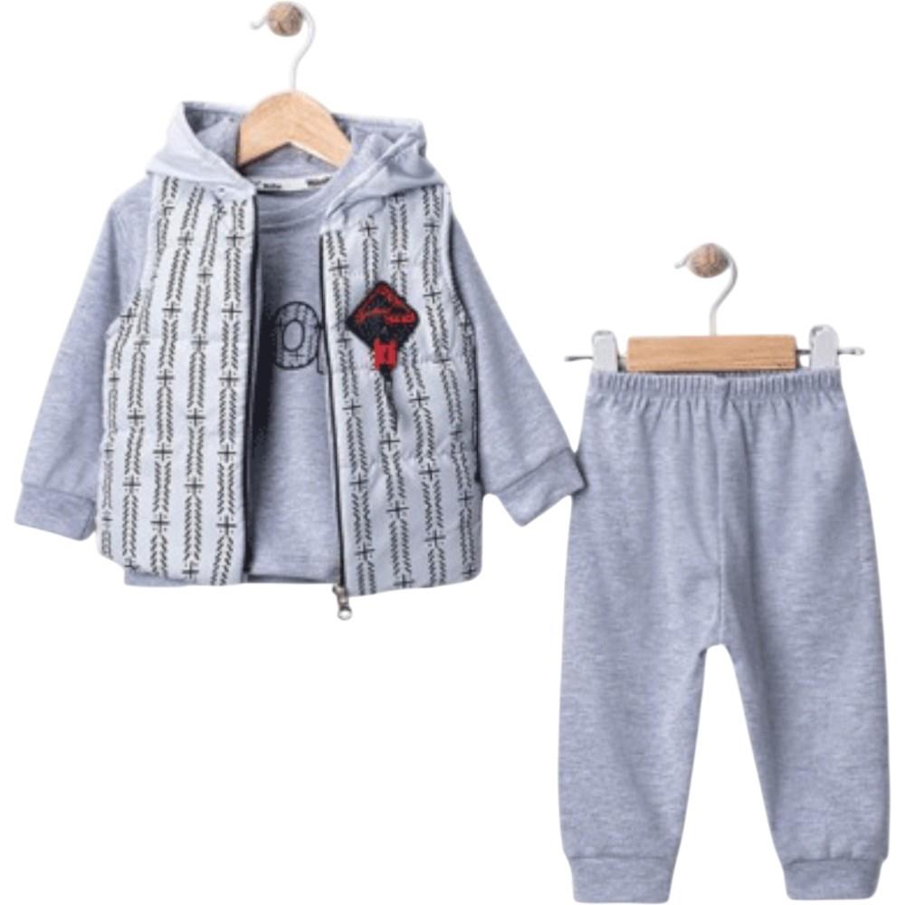 25406 оптом детские демисезонные костюмы тройки с жилетом для мальчиков на 9/24 месяцев