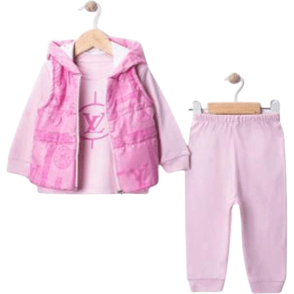 25415 оптом детские демисезонные костюмы тройки с жилетом для девочек на 9/24 месяцев