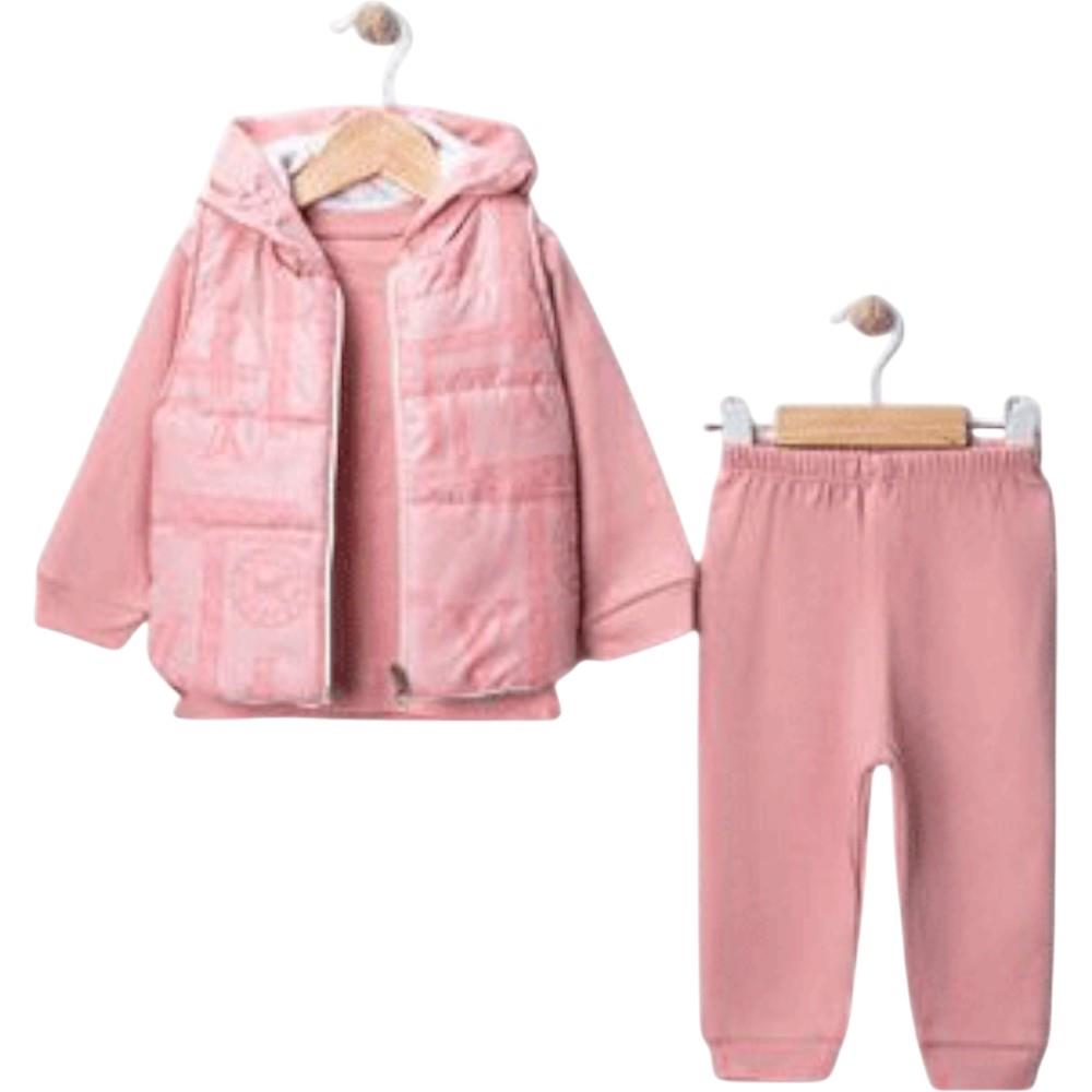25415 оптом детские демисезонные костюмы тройки с жилетом для девочек на 9/24 месяцев
