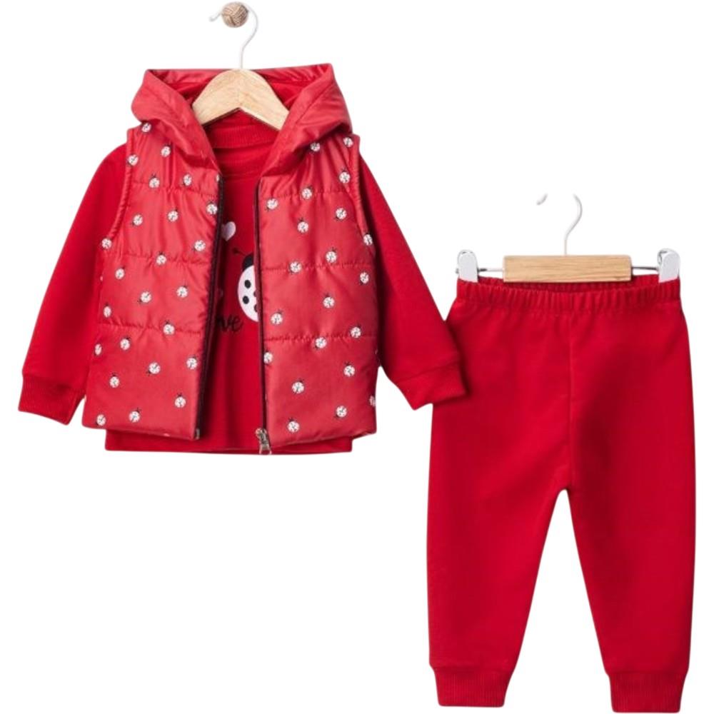 25441 оптом детские демисезонные костюмы тройки с жилетом для девочек на 9/24 месяцев