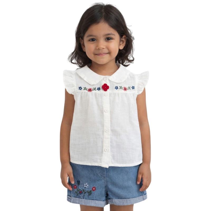 1274 toptan 9-24 aylık kız çocuklar için bluz ve kot şort tan oluşan çocuk yazlık iki parçalı takım elbise