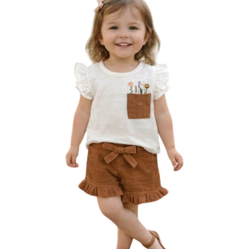 1276 toptan 9-24 aylık kız çocuklar için yazlık iki parçalı takım 