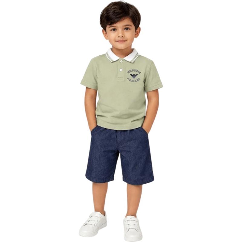 1084 toptan 2-5 yaş arası erkek çocuklar için tişört ve şort tan oluşan yazlık iki parçalı takım