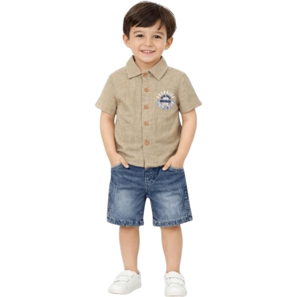 1042 wholesale children's summer two-piece suits, shirts with denim shorts for infants 9/24 months