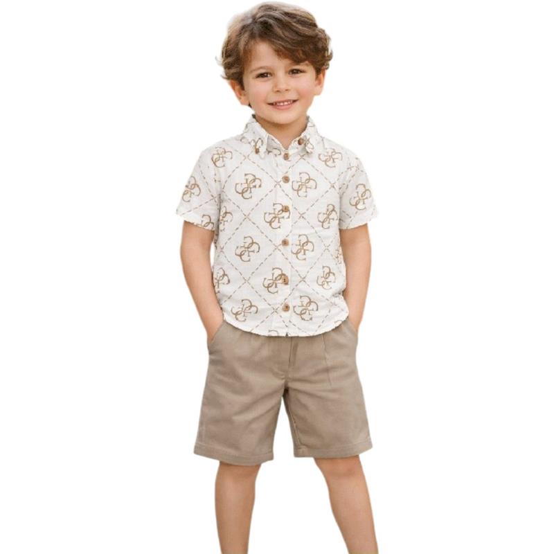 1061 toptan 2-5 yaş arası erkek çocuklar için gömlek ve şort yazlık iki parçalı takım
