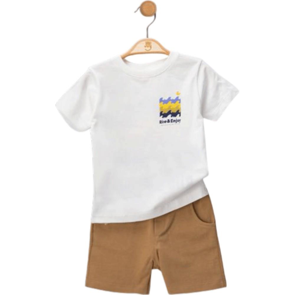 1004 toptan 2/5 yaş erkek çocuklar için yazlık tişört,şortlu ikili takım