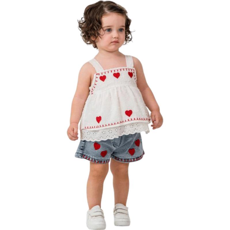 2264 toptan 6-24 aylık kız çocuklar için yazlık iki parçalı takım elbise