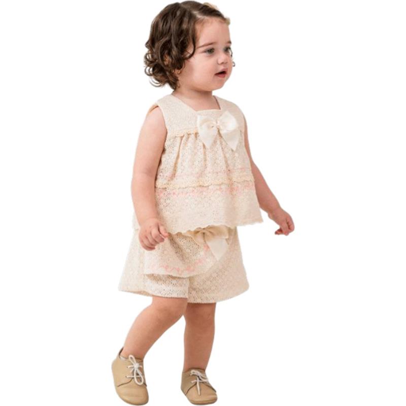 2275 toptan 6-24 aylık kız çocuklar için yazlık iki parçalı takım elbise